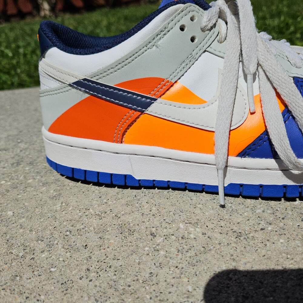 Nike Kids Sneakers White Navy Blue Orange - Picture 9 of 10